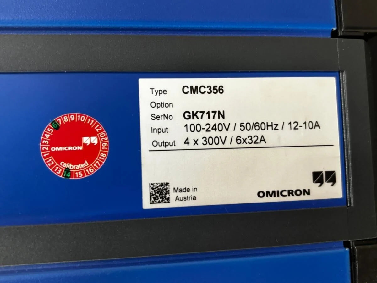 OMICRON CMC 356 Protection Relay Tester + Calibration Cert & Full Cable Set